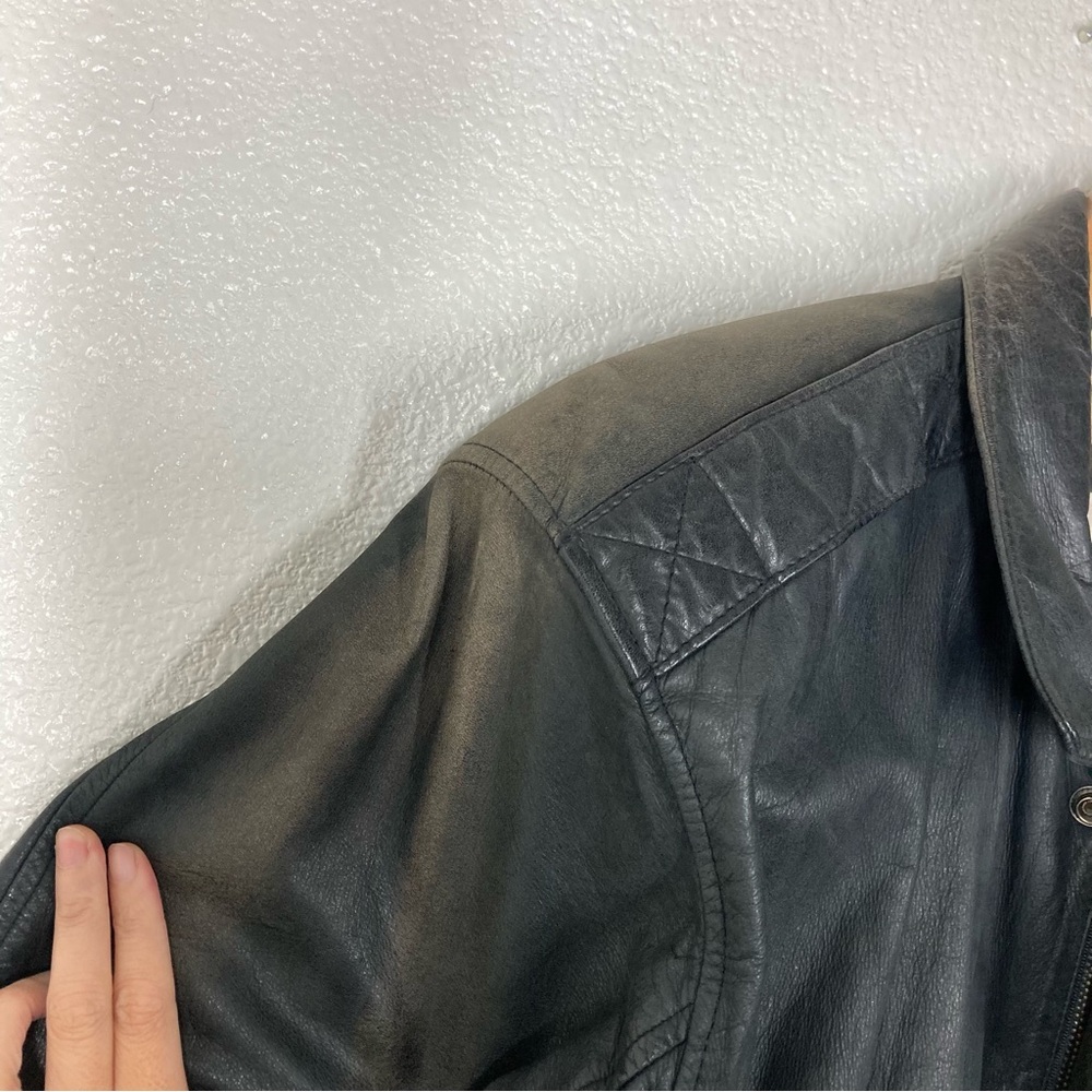Vintage 80s The Naive Aviator Genuine Leather Jacket Mens Large Black Flight - Picture 9 of 15